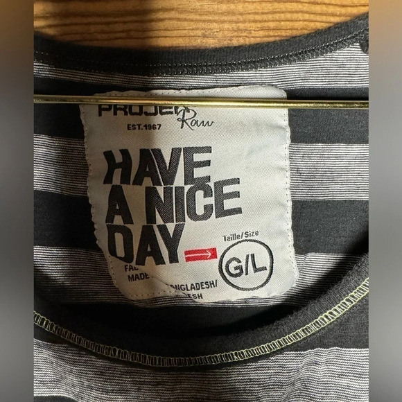 Projek Raw mens tank top size Large/L, grey and black striped - Picture 2 of 3